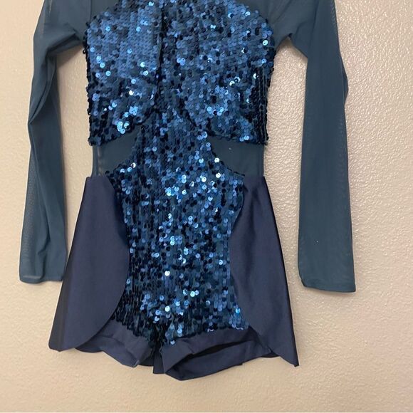 Weissman dance costume navy slate blue sequin biketard Found My Vibe 13336 MC - Picture 5 of 11
